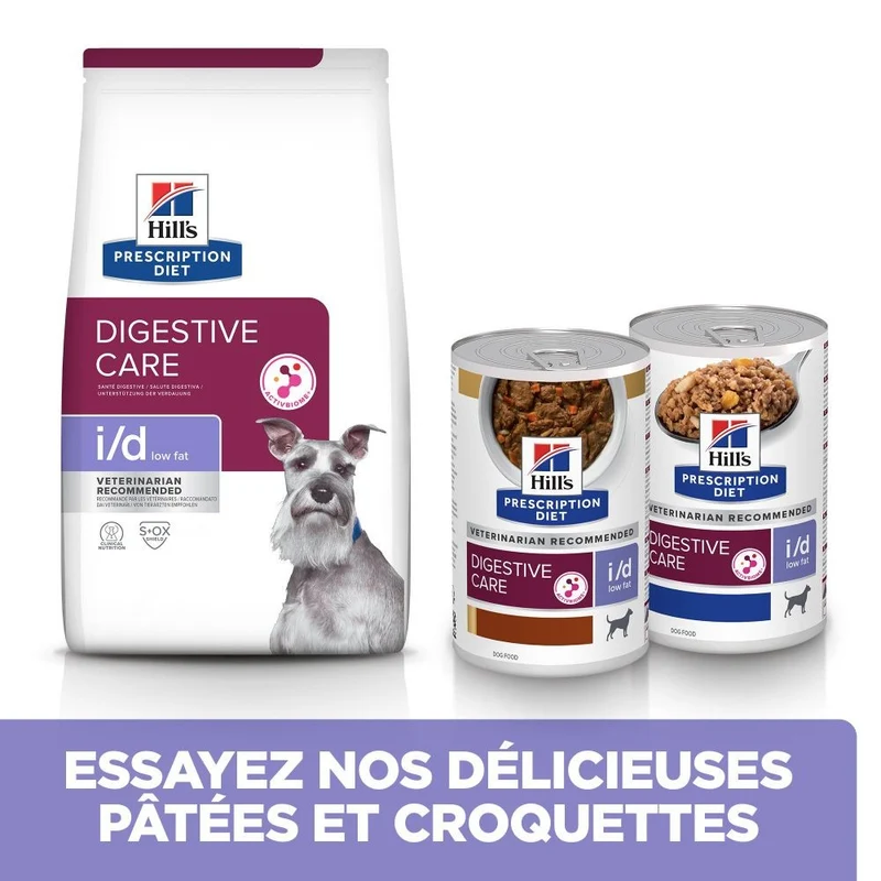 Hill's Prescription Diet i/d Digestive Care Low Fat en mijotés au poulet - pâtée chien