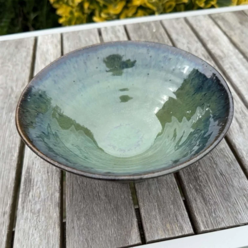 Handmade Green Ceramic Bowl – Artisan Glazed Stoneware Serving Dish