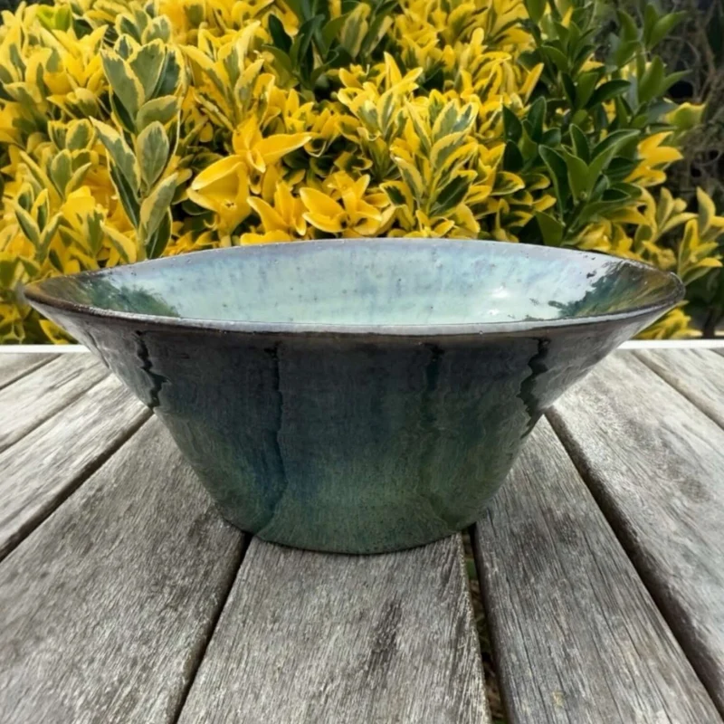 Handmade Green Ceramic Bowl – Artisan Glazed Stoneware Serving Dish