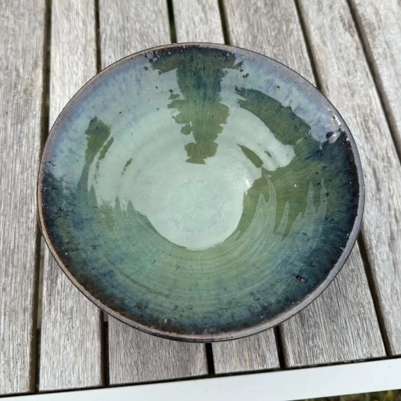 Handmade Green Ceramic Bowl – Artisan Glazed Stoneware Serving Dish