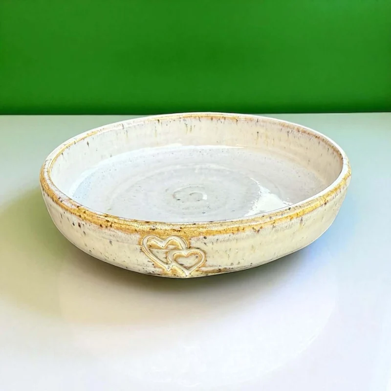 Handmade Cat Bowl with Hearts