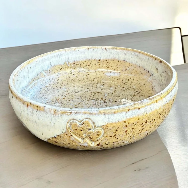 Handmade Pet Bowl with Hearts