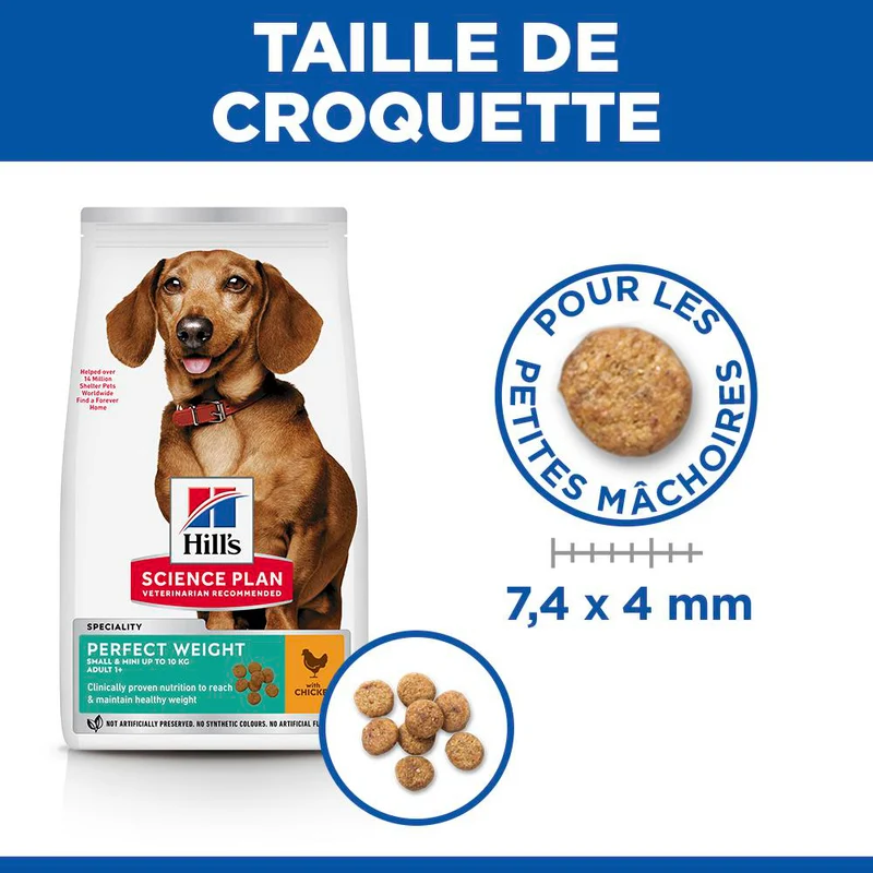 Hill's Science Plan Perfect Weight Small & Mini Adult au poulet - croquettes chien