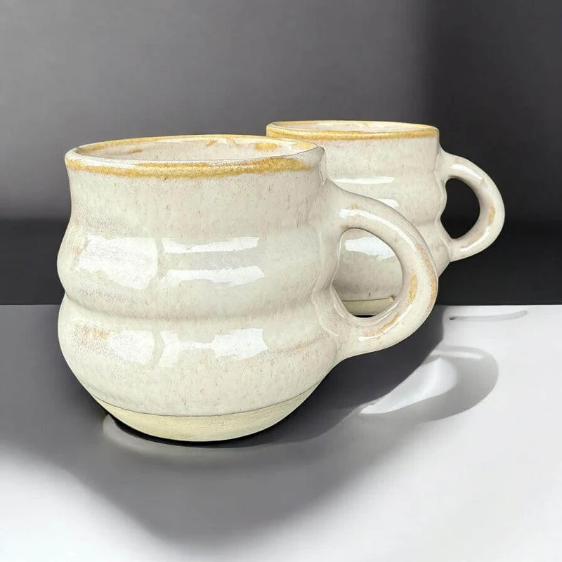Handmade ribbed mug - Speckled Stoneware
