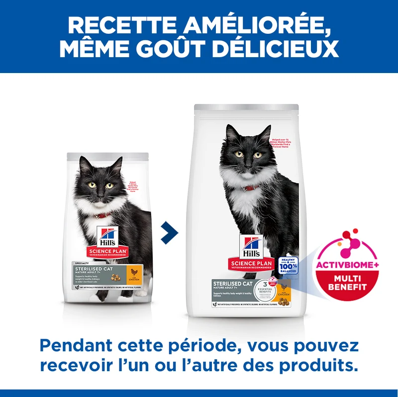 Hill's Science Plan Mature Adult 7+ Sterilised au poulet - croquettes chat