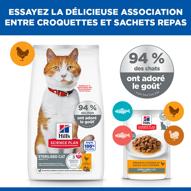 Hill's Science Plan Sterilised Adult au poulet - croquettes chat