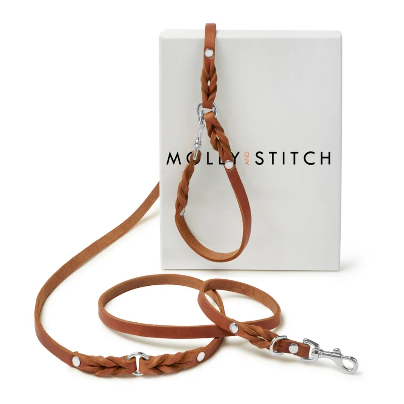 Laisse en cuir pour chien souple réglable (3x)