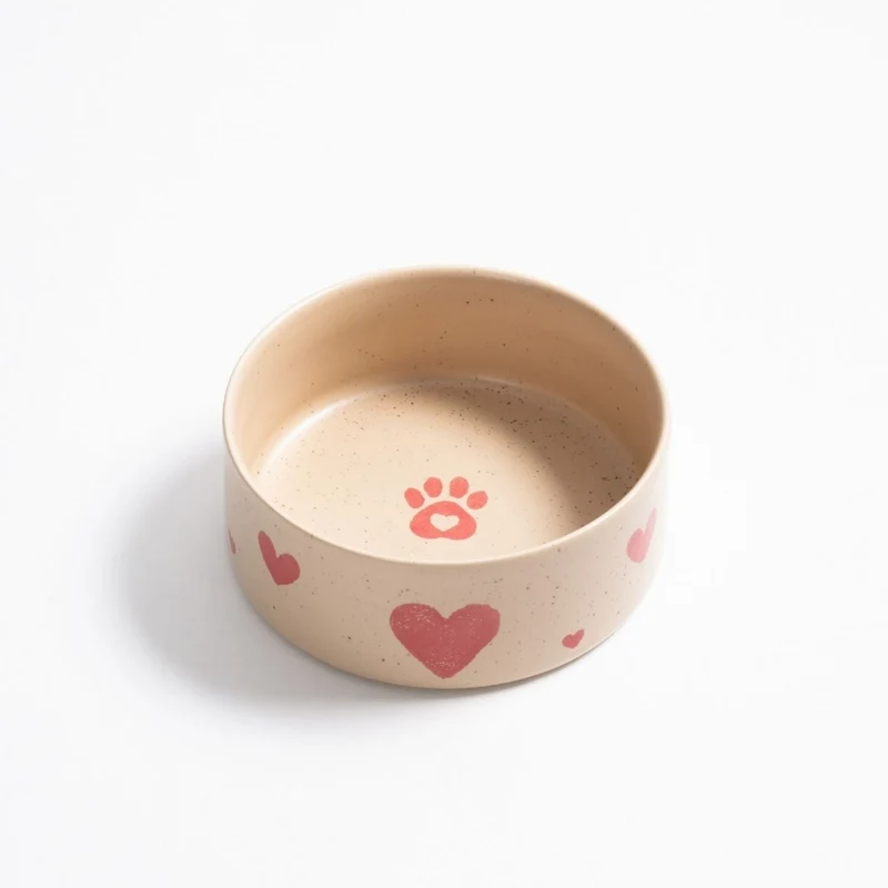 Bol Cozy Hearts pour chien en céramique artisanale