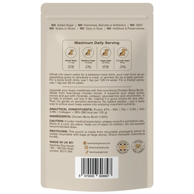 Bouillon d’os de poulet en poudre pour chien Hackney Dog House