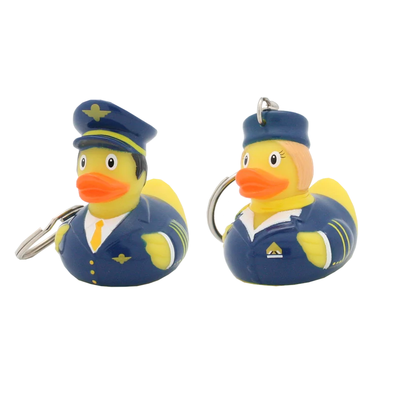 Duo de Porte-Clés Canards Compagnie Aérienne – Pilote et Hôtesse