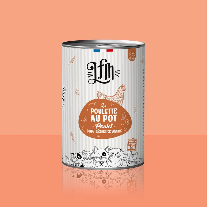 Routine hydratation chat : 6 pâtées Poulette au pot + 1 mini bol de léchage + 1 couvercle