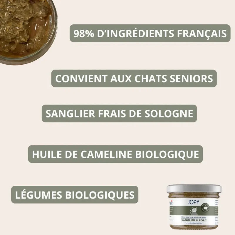 Pâtée pour chat sans céréales au sanglier sauvage