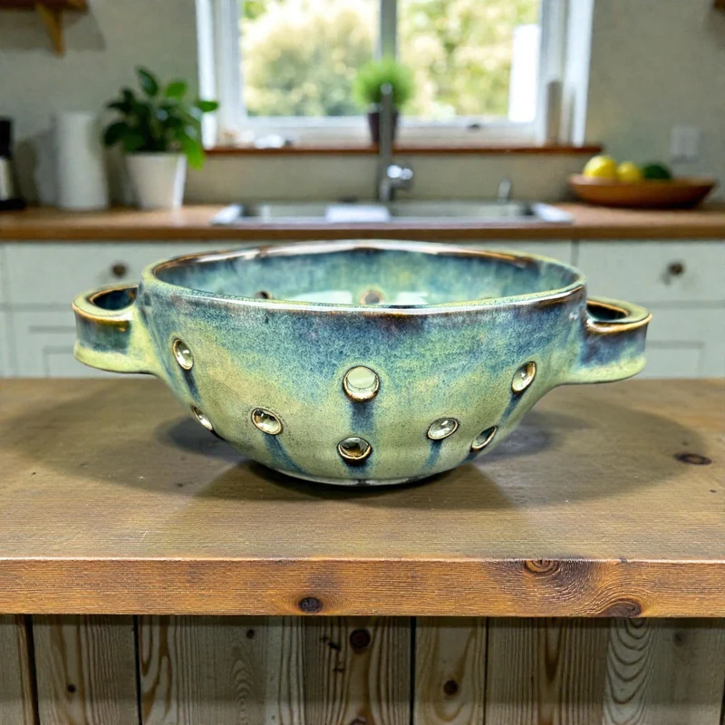Handmade ceramic berry rinsing bowl