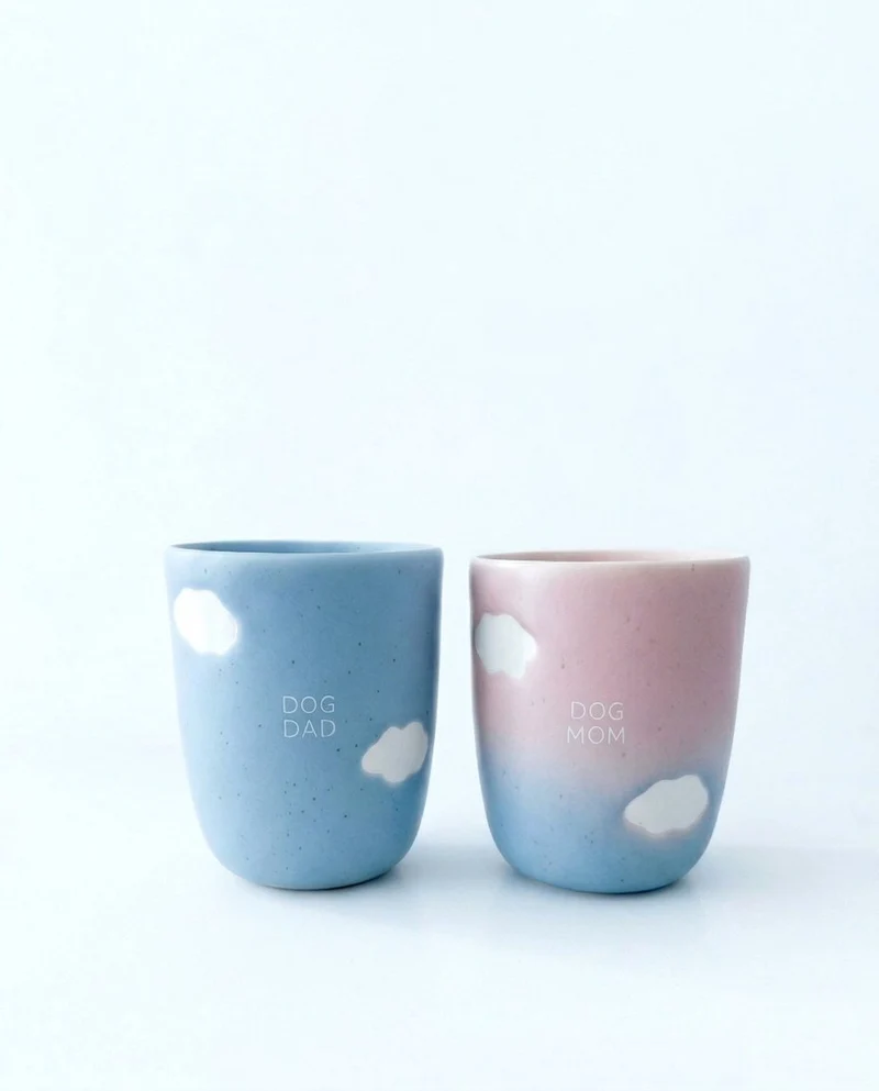 Cloud Mix Sunset Mug moyen 220 ml Chien Maman & Papa Blanc Ensemble 2 Pièces