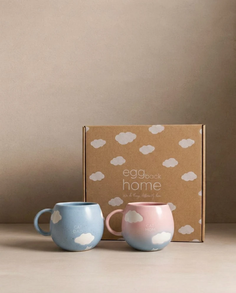 Cloud Mix Sunset Collection Mug 250 ml Chat Maman & Papa Ensemble 2 Pièces