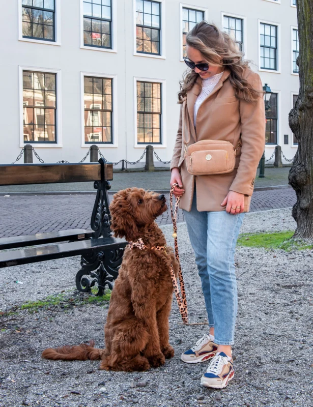 Sac banane avec distributeur de sacs canins intégré