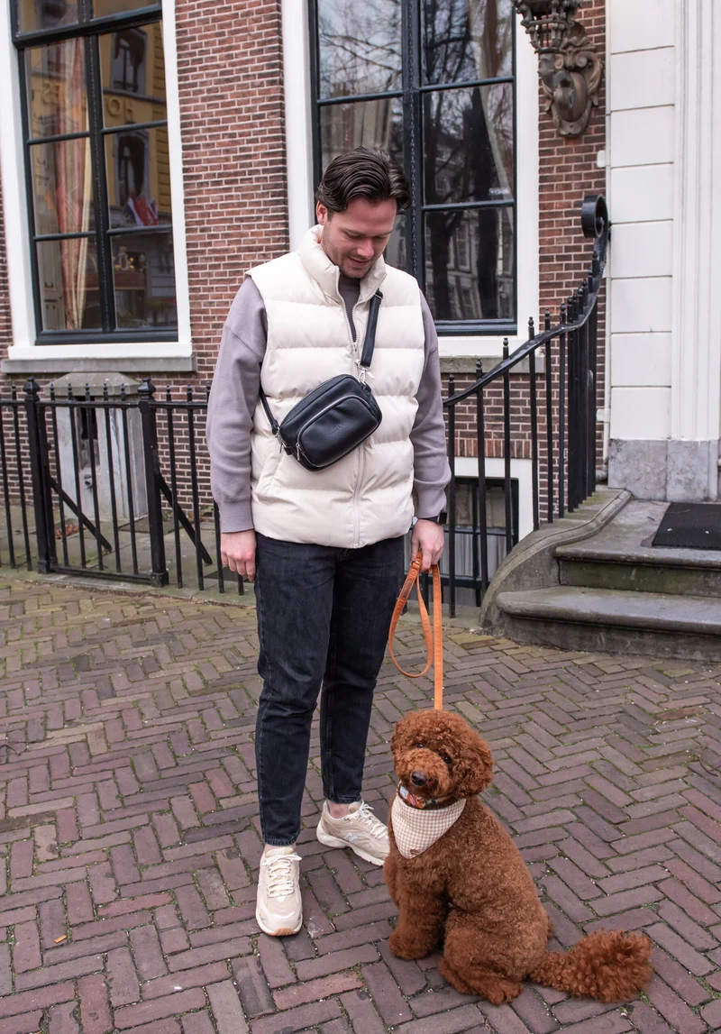 Sac banane avec distributeur de sacs canins intégré