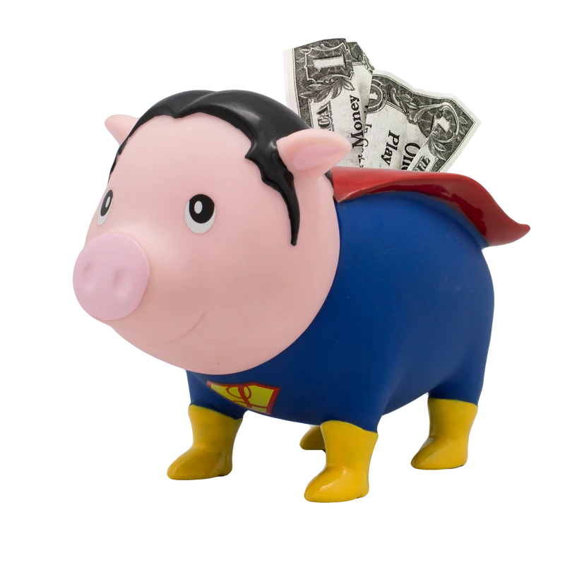 Duo de Tirelires Cochons Super-Héros – Homme et Femme