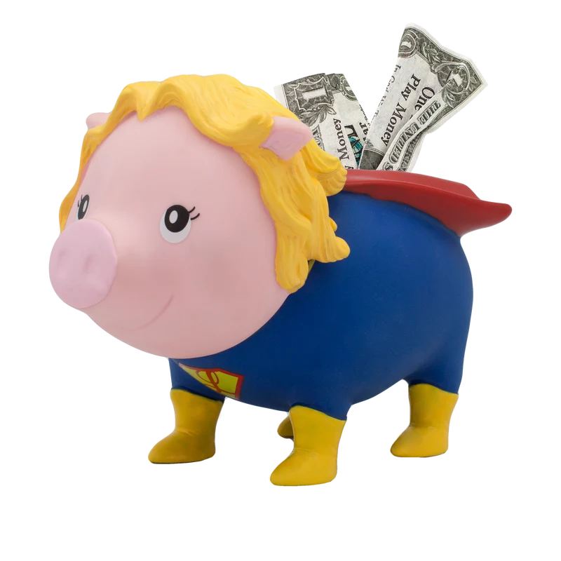 Duo de Tirelires Cochons Super-Héros – Homme et Femme