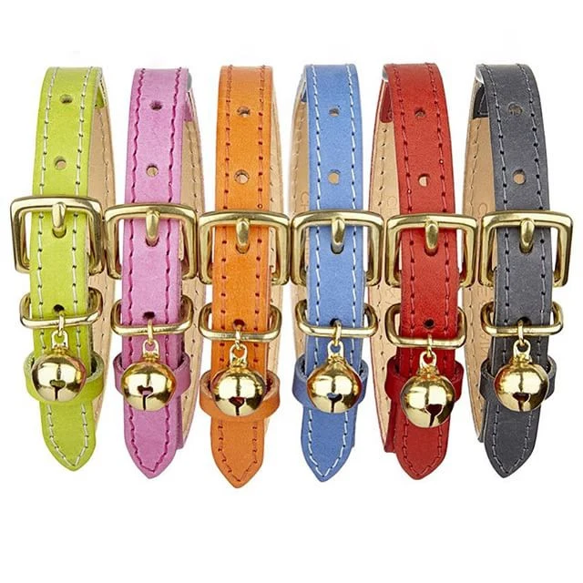 Collier pour chat en cuir rose