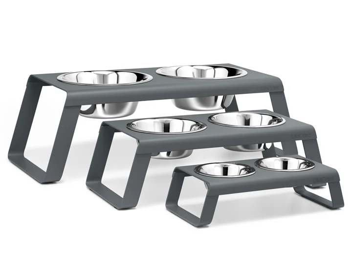 Double écuelle surélevée alu design pour chien Desco