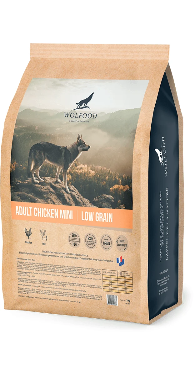 Croquettes Wolfood petit chien au poulet