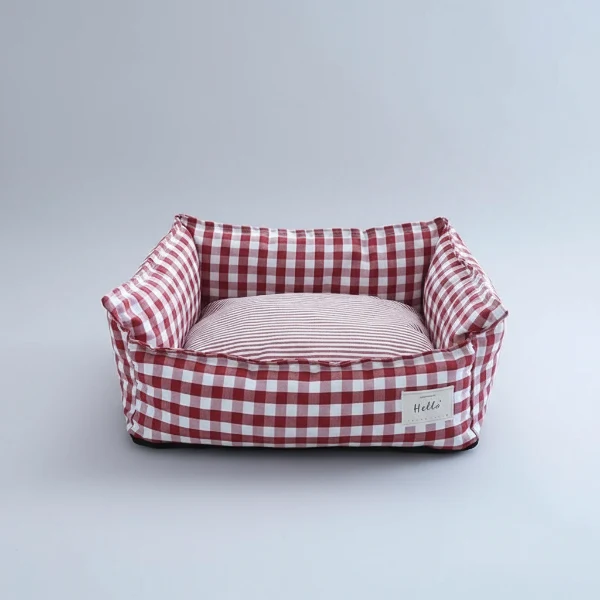Panier chien déhoussable et lavable en coton vichy