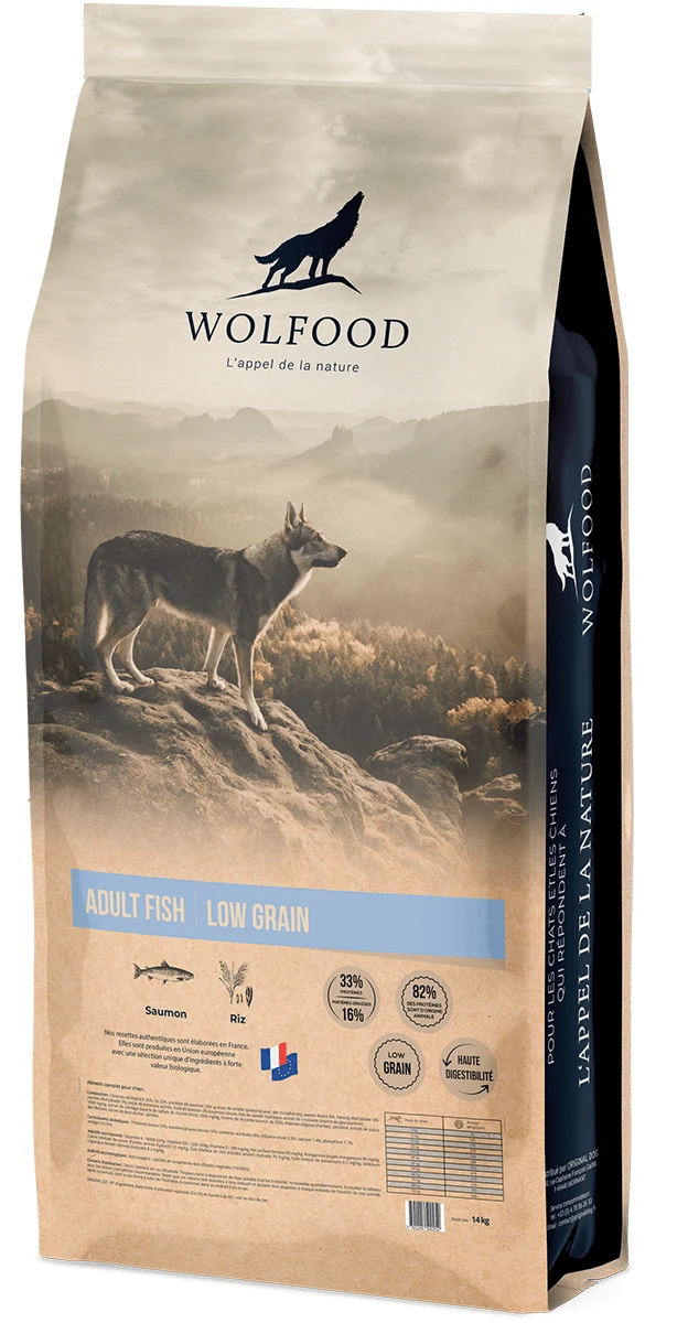 Croquettes Wolfood chien adulte au poisson