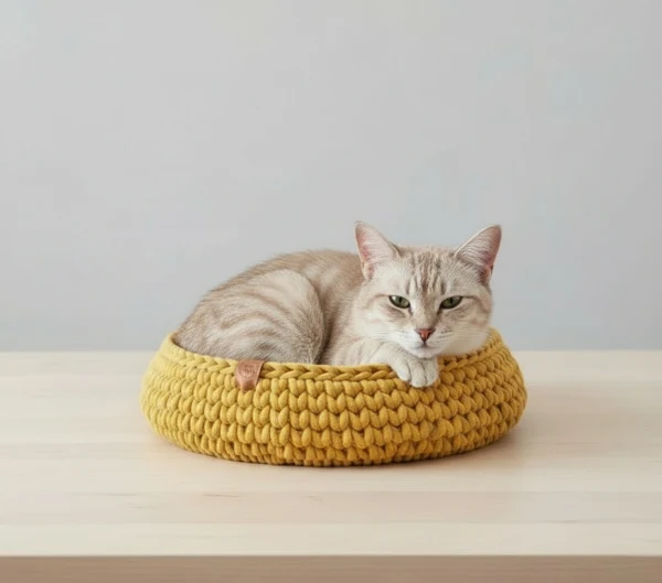 Panier Chat En Coton Recyclé Fait Main