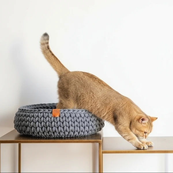 Panier Chat En Coton Recyclé Fait Main