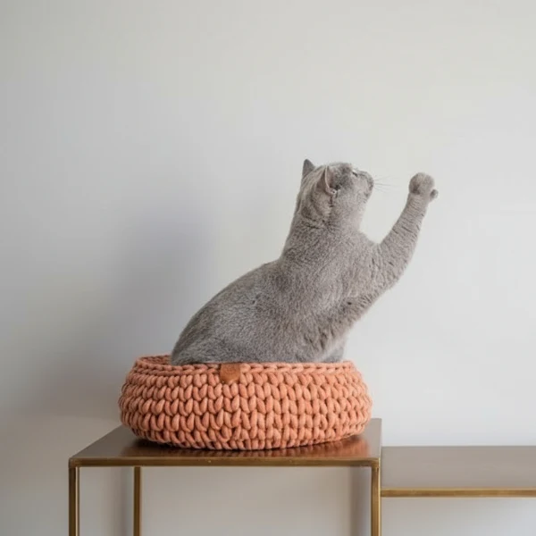 Panier Chat En Coton Recyclé Fait Main