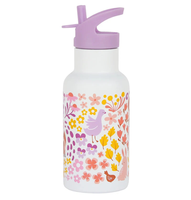 Gourde enfant en inox - Jardin fleuri