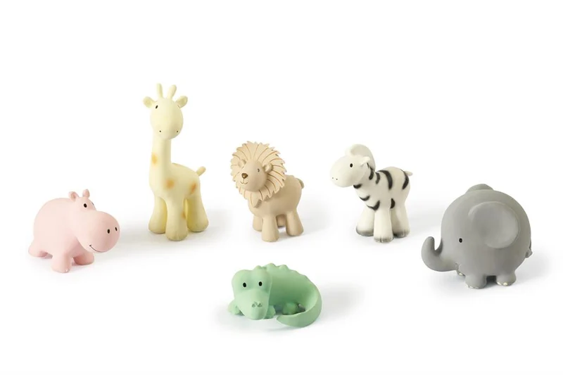 Lot de 6 Animaux du Zoo – Hochet, Dentition & Bain