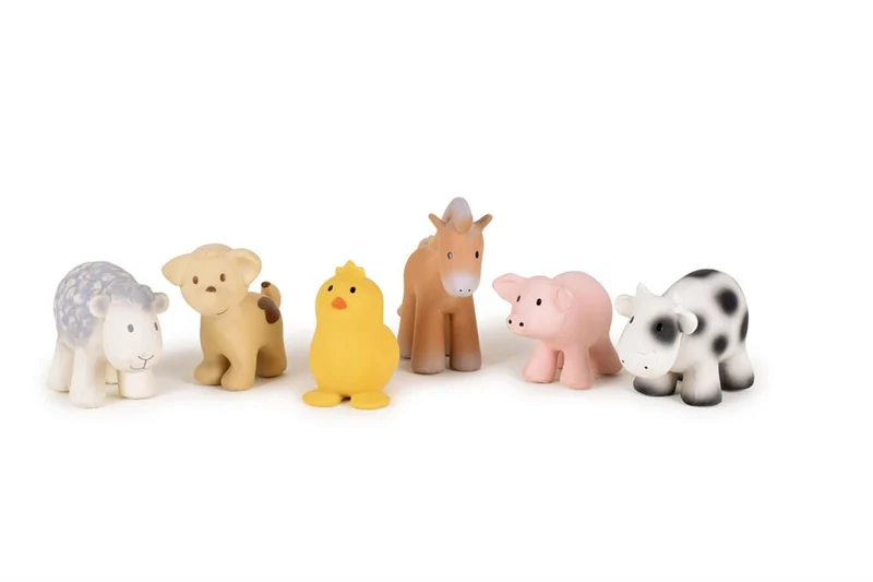 Lot de 6 Animaux de la Ferme – Hochet, Dentition & Bain