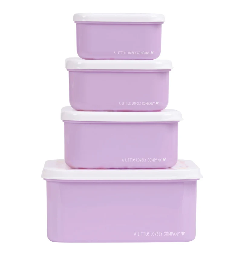Lot de 4 boîtes repas et goûter - Jardin fleuri
