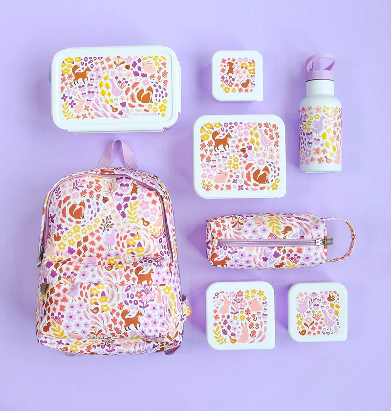 Lot de 4 boîtes repas et goûter - Jardin fleuri