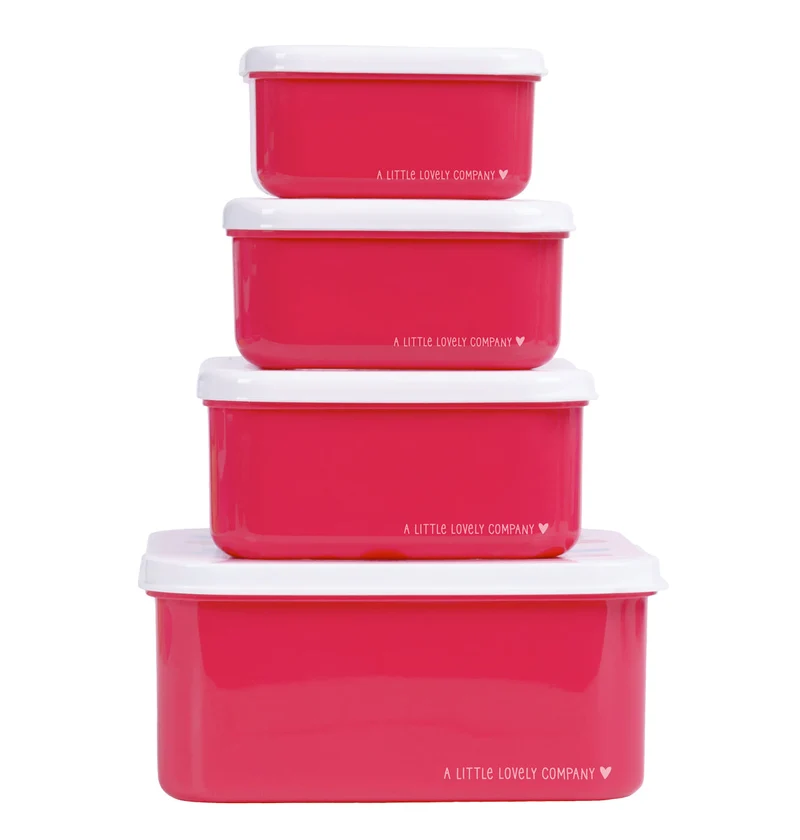 Lot de 4 boîtes repas et goûter - Cerises