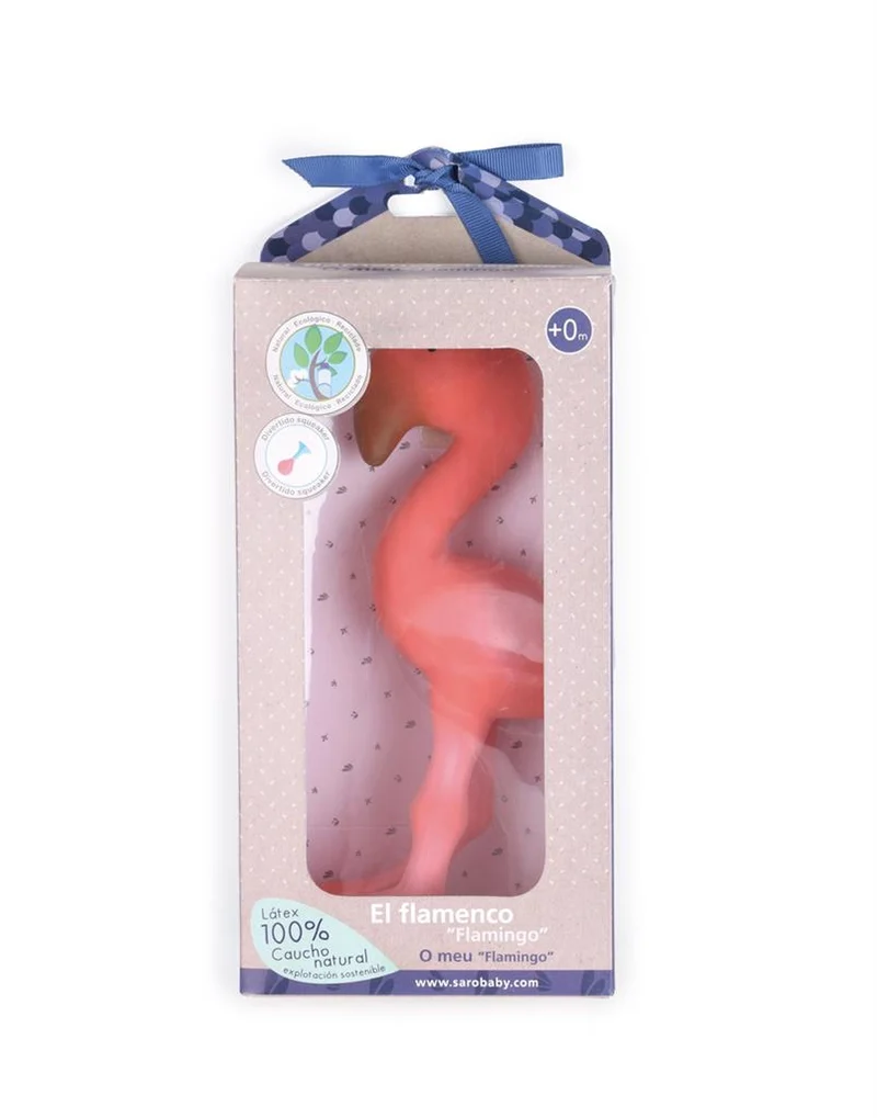 Hochet en Caoutchouc Naturel – Flamant Rose