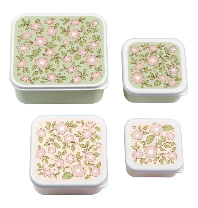 Lot de 4 Boîtes Repas et Goûter - Fleur