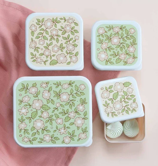 Lot de 4 Boîtes Repas et Goûter - Fleur