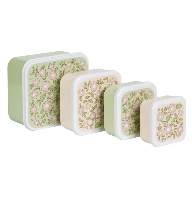 Lot de 4 Boîtes Repas et Goûter - Fleur