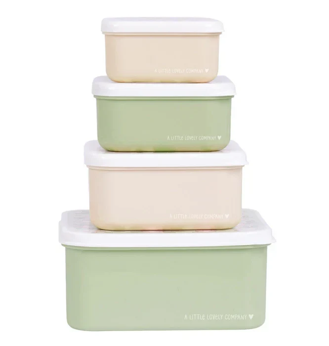 Lot de 4 Boîtes Repas et Goûter - Fleur