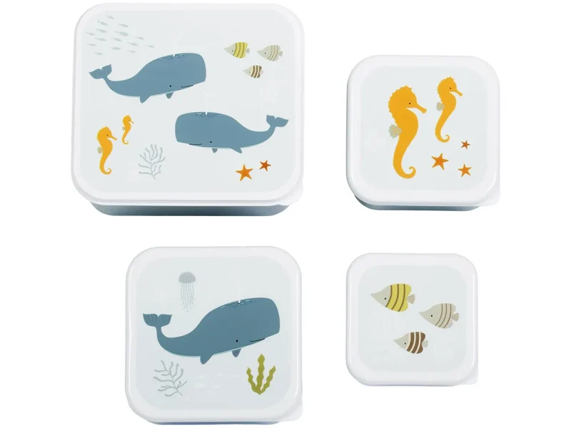 Lot de 4 Boîtes Repas et Goûter - Océan