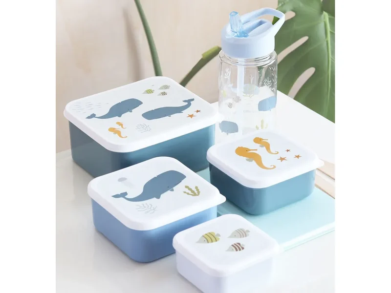 Lot de 4 Boîtes Repas et Goûter - Océan