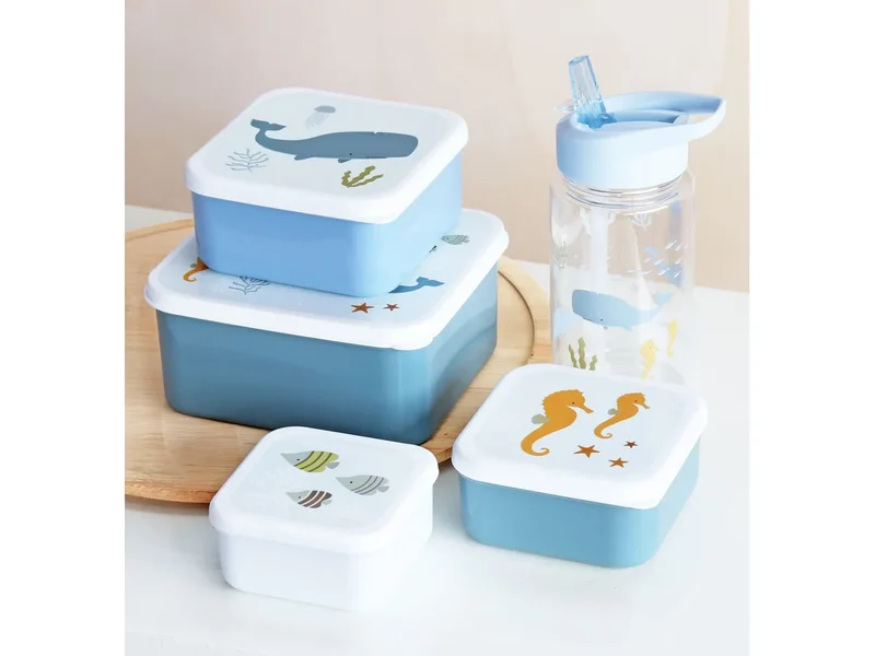 Lot de 4 Boîtes Repas et Goûter - Océan