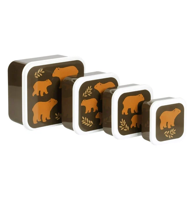 Lot de 4 Boîtes Repas et Goûter - Ours