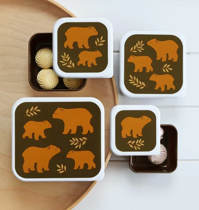 Lot de 4 Boîtes Repas et Goûter - Ours