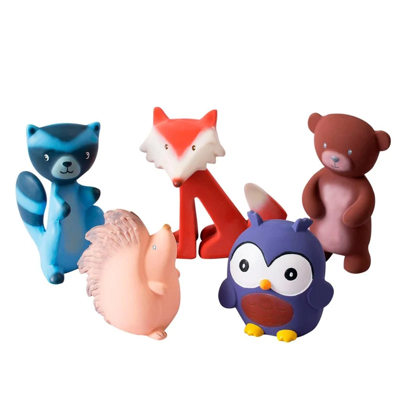 Lot de 5 Animaux de la Forêt – Hochet, Dentition & Bain