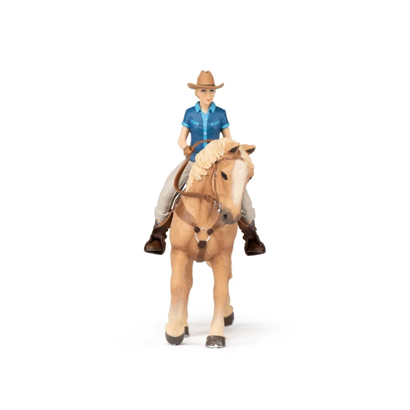 Figurine Cheval western et sa cavalière