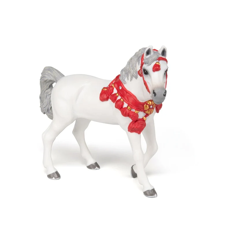 Figurine Cheval Arabe blanc en tenue de parade
